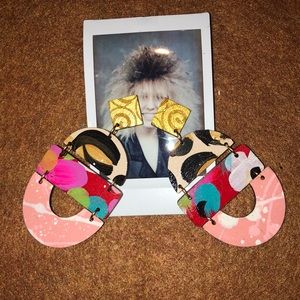 Hand painted wood earrings